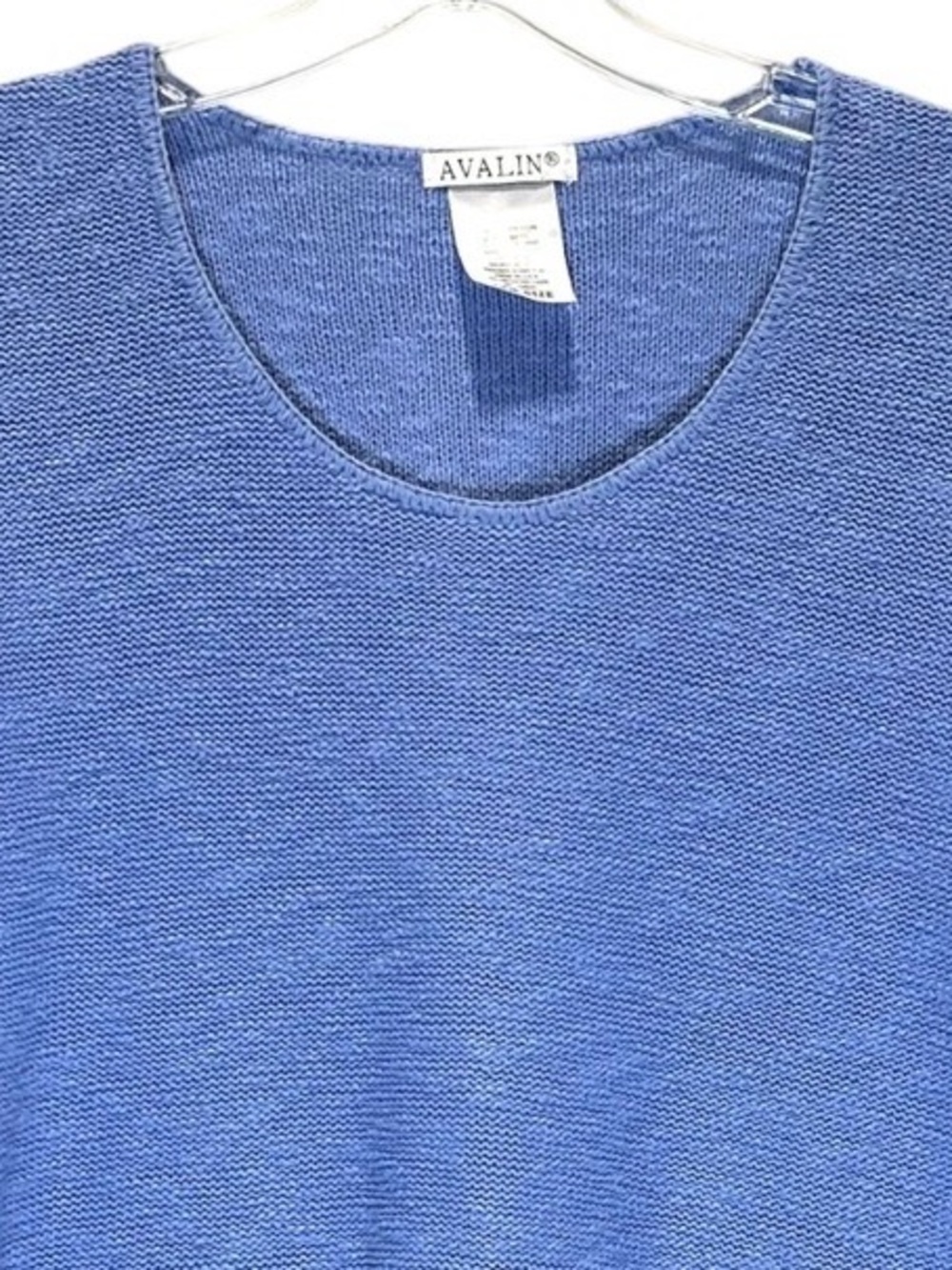 VTG Avalin Cornflower Blue Cotton Nubby Knit Relaxed Pullover Sweater - One SIze - Picture 4 of 6
